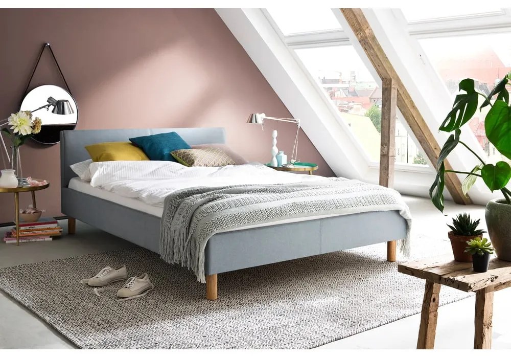 Letto singolo imbottito blu/grigio rete non inclusa 120x200 cm Lena – Meise Möbel