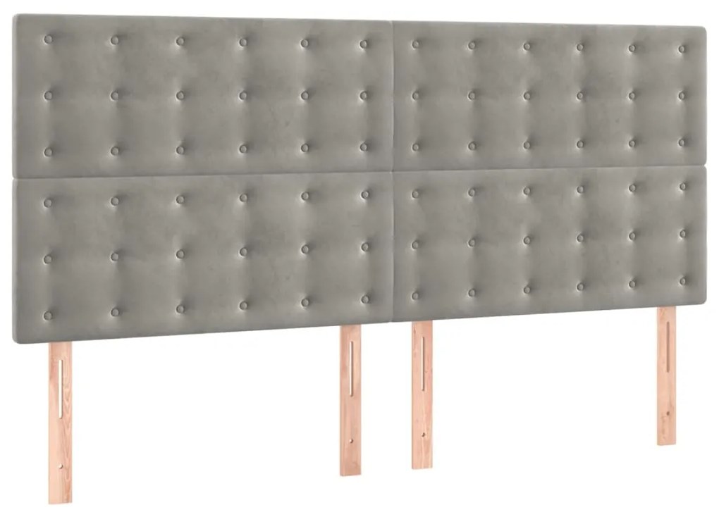 Testiera 4 pz grigio chiaro 80x5x78/88 cm in velluto