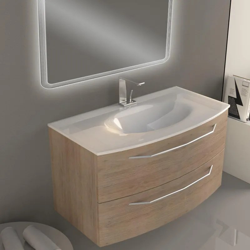 Mobile sottolavabo e lavabo Lyla rovere tabacco L 100 x H 55 x P 51 cm 1 vasca