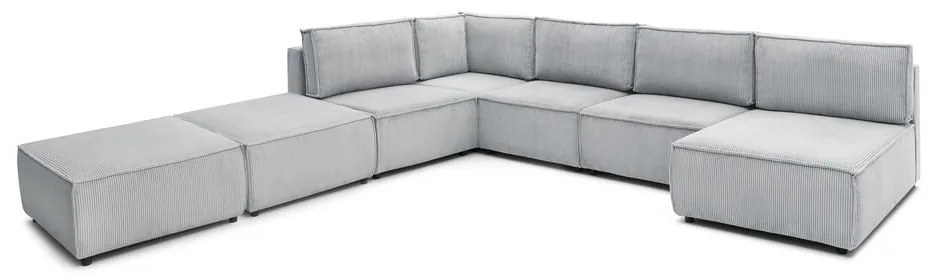 Divano a U angolare in velluto a coste variabile grigio chiaro Nihad modular - Bobochic Paris