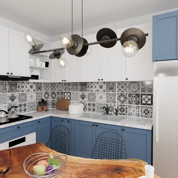 Lampadario a sospensione con filo TOKEN 6xE27/15W/230V nero