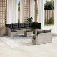 Set Divano Giardino 10 pz con Cuscini Grigio Chiaro Polyrattan 3220631