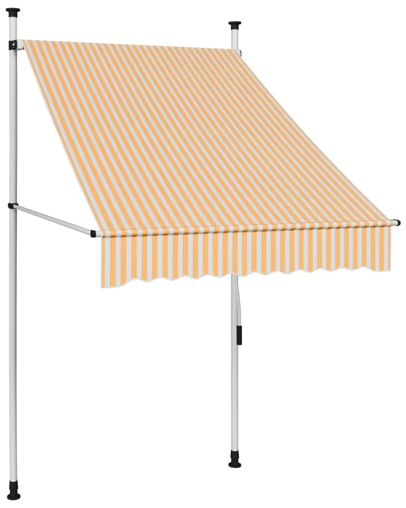 Tenda Da Sole Retrattile Manuale 100 Cm Strisce Arancio Bianche /