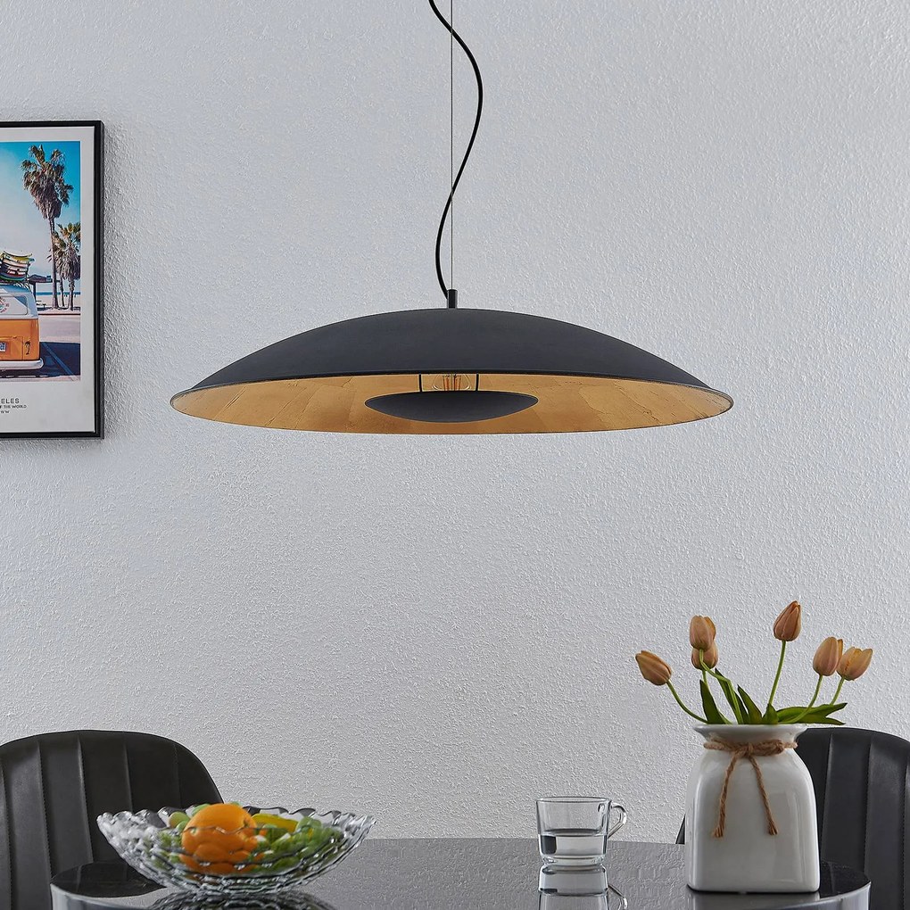 Lampada a sospensione Lindby Narisara, Ø 80 cm, E27, nero-oro