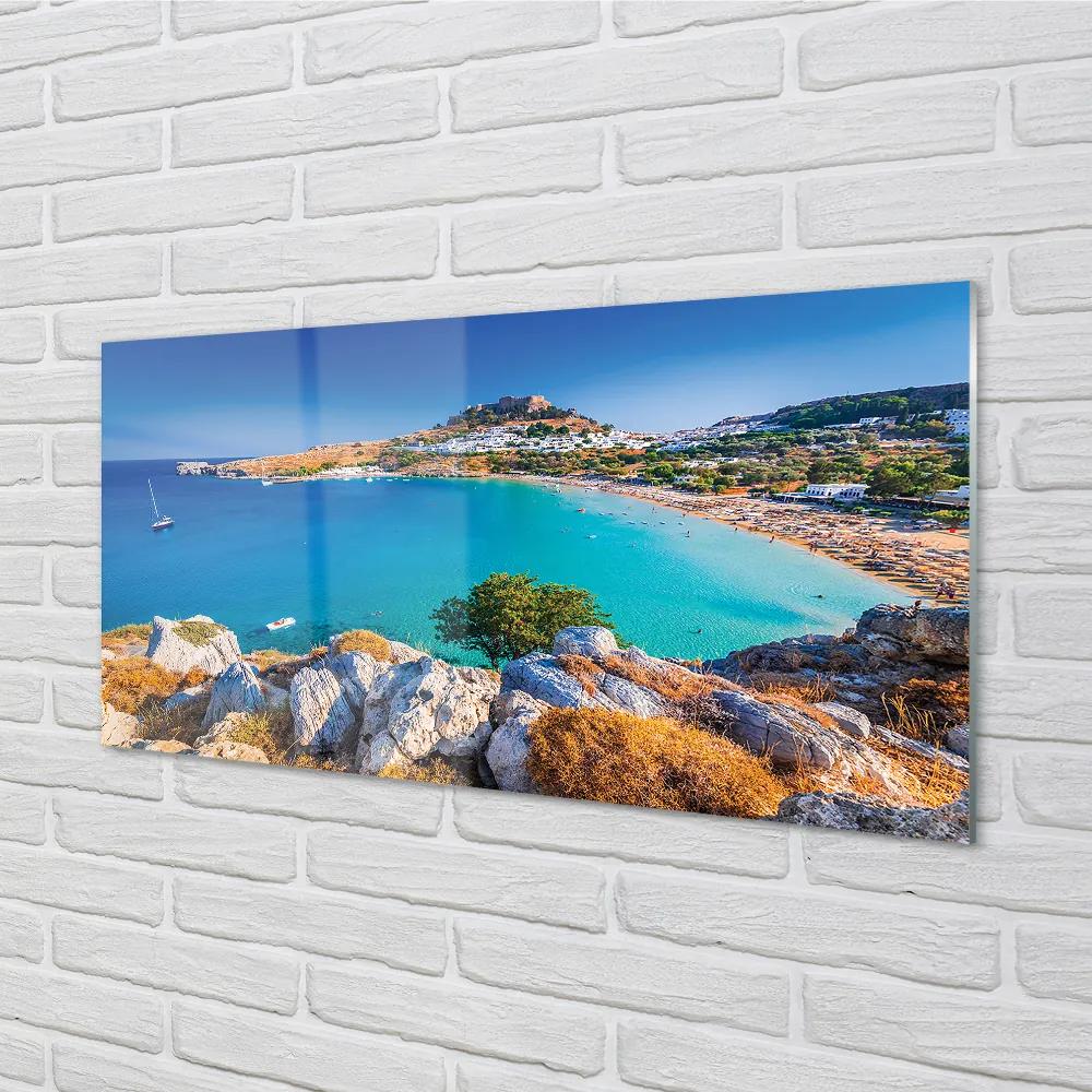 Quadro acrilico Spiaggia panorama della costa della Grecia 100x50 cm