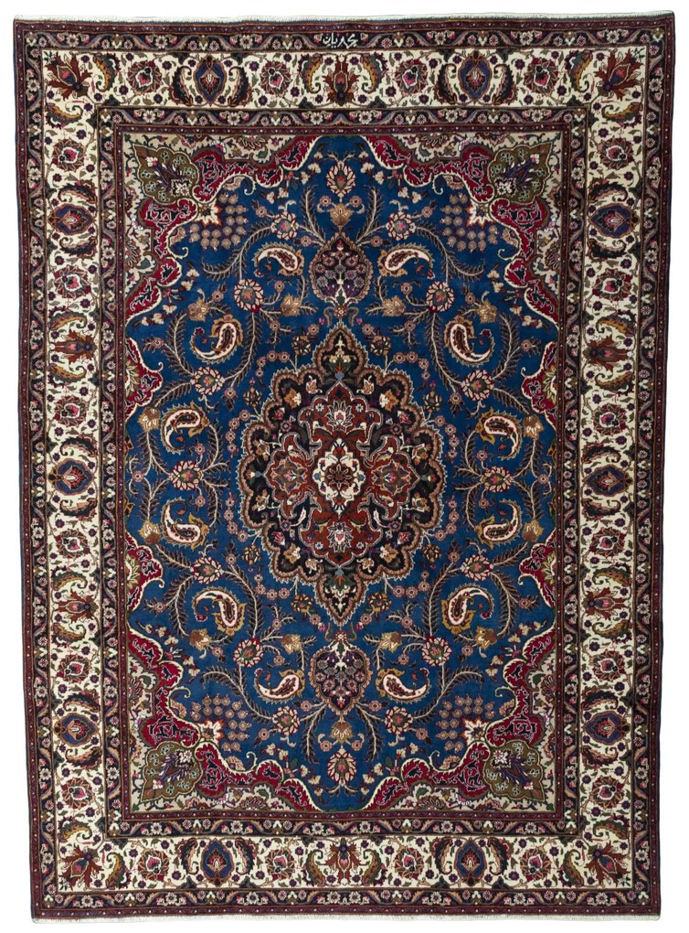 Mashad Tappeto 250 x 340 Blu (Iran) Annodato A Mano
