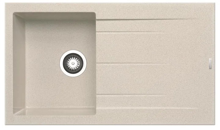 Lavello integrato 1 vasca con gocciolatoio a destra DELINIA Alazia granito L 50 x L 86 cm beige