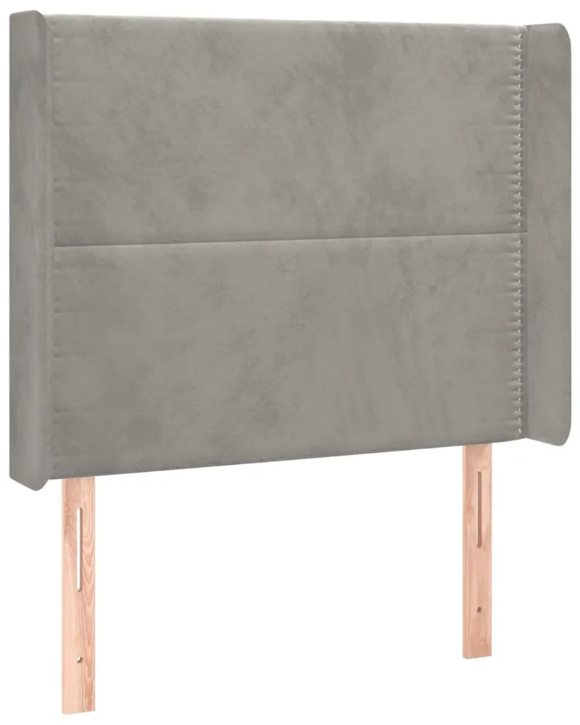 Testiera ad orecchio grigio chiaro 103x16x118/128 cm in velluto