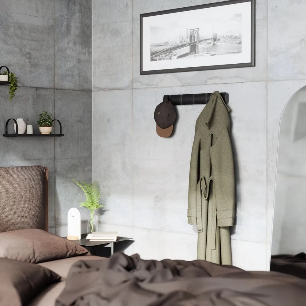 Appendiabiti da parete nero in legno di pioppo Flip - Umbra