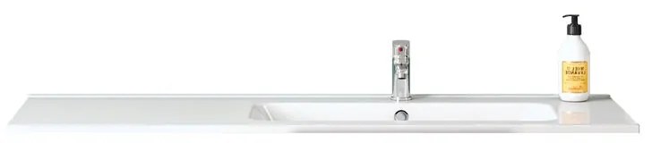 Lavabo integrale a incasso rettangolare vasca a destra L 120 x H 13.5 x P 46 cm in resina bianco