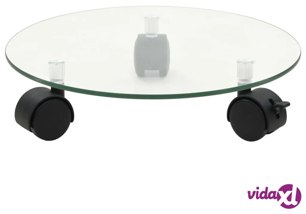 vidaXL Pedane con Ruote per Piante 2pz in Vetro Temperato Rotondo 28cm