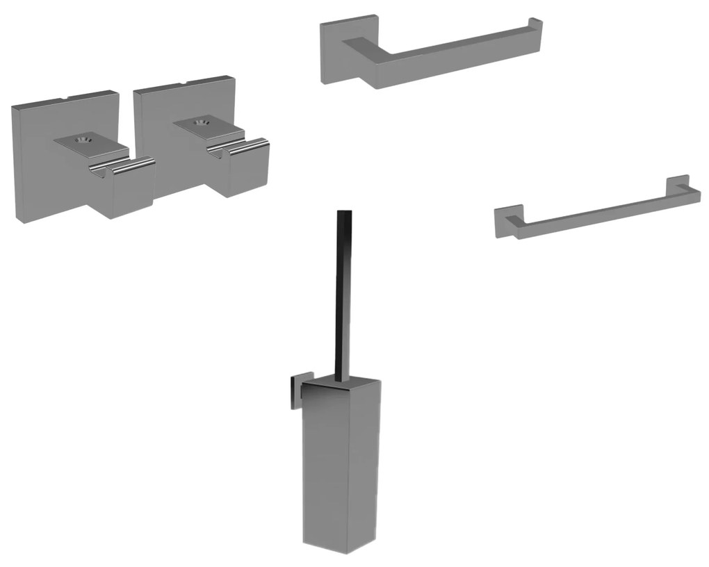 Set 5 Accessori a Parete Colombo Design "BasicQ" Cromo Lucido