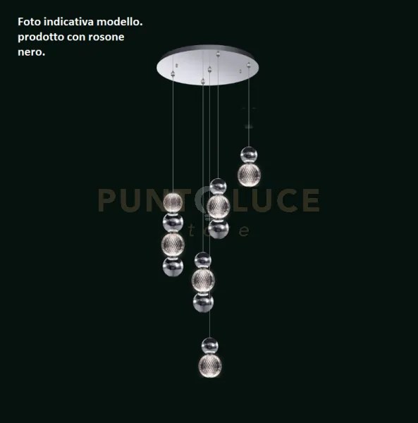 Sospensione brillante, luminosa, piastra a soffitto nero opaco e so...