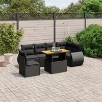 Set Divani da Giardino con Cuscini 7pz Nero Polyrattancod mxl 88723