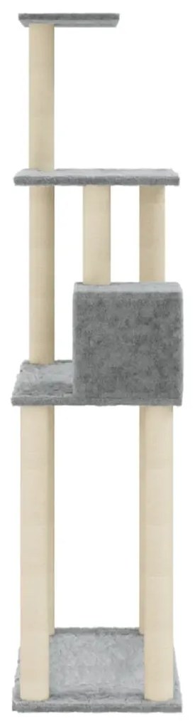 Albero per gatti con tiragraffi in sisal grigio chiaro 147 cm