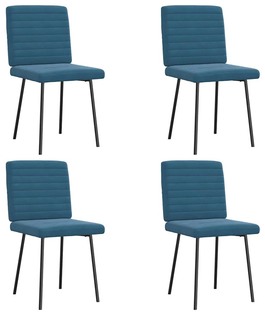 Sedie Da Pranzo 4 Pz Blu İn Velluto /