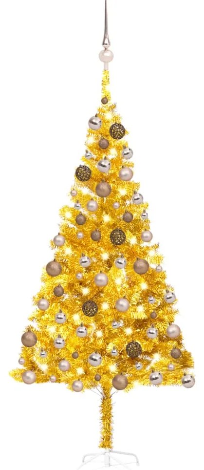 Albero di Natale Preilluminato con Palline Oro in diverse misure PET, Albero di Natale Preilluminato con Palline Oro 180 cm PET III