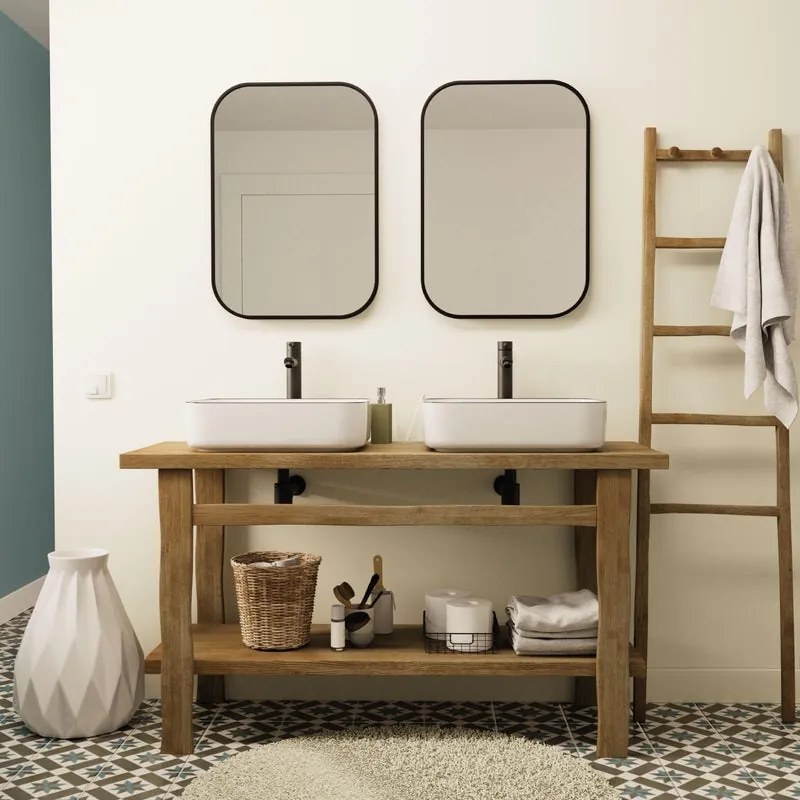 Mobile da bagno sotto lavabo HOMESIGHT ROBBY quercia di campagna verniciato L 140 x H 78 x P 50 cm, lavabo non incluso