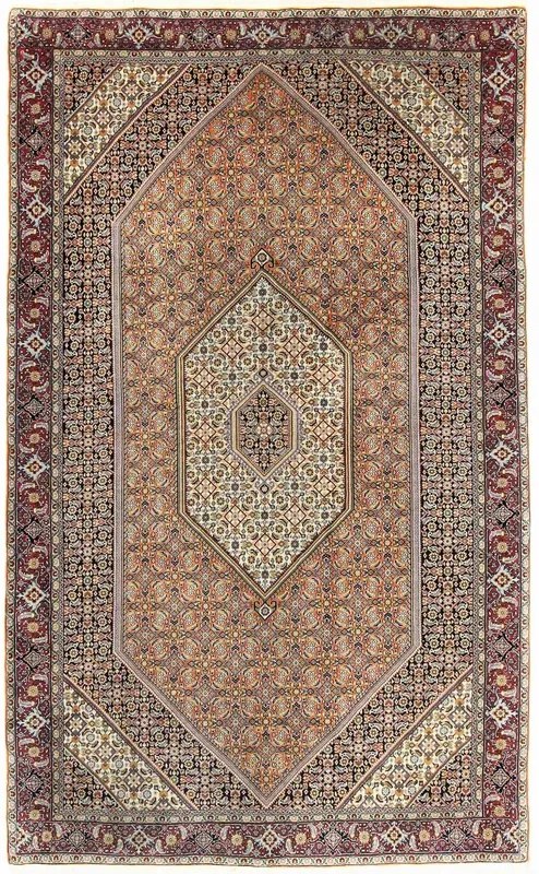Bidjar Tappeto 130x220 Rosso (Iran) Annodato A Mano