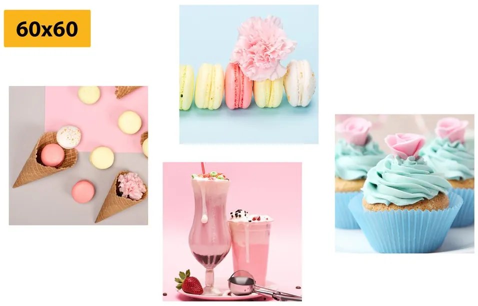 Set di quadri – Dolce prelibatezza con bevanda