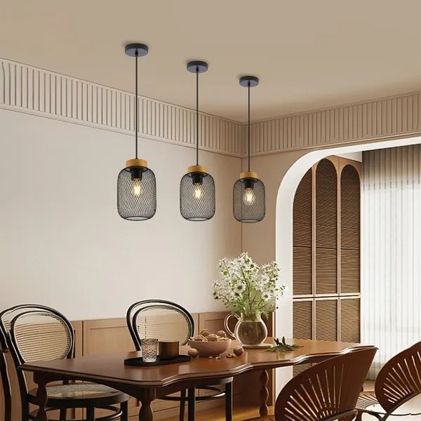 Brilagi - Lampada a sospensione con cavo BASKLITE 1xE27/15W/230V legno di caucciù/nero