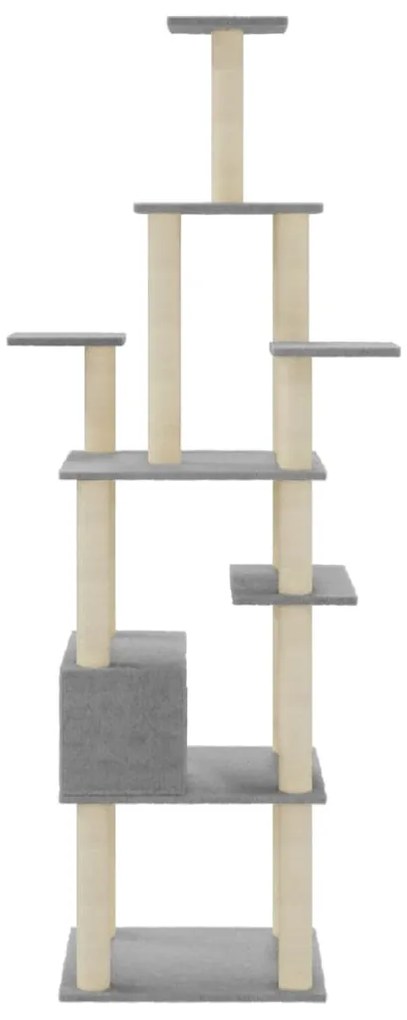 Albero per Gatti con Tiragraffi in Sisal Grigio Chiaro 183 cm