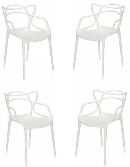 Sedia per casa giardino impilabile - MARK curve Bianco 4 sedie
