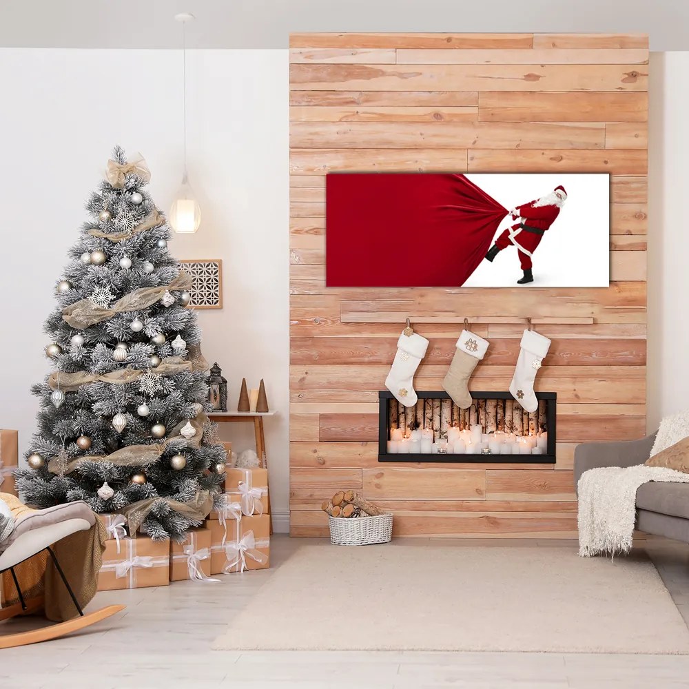 Quadro in vetro Regali di Babbo Natale 100x50 cm 2 appendini