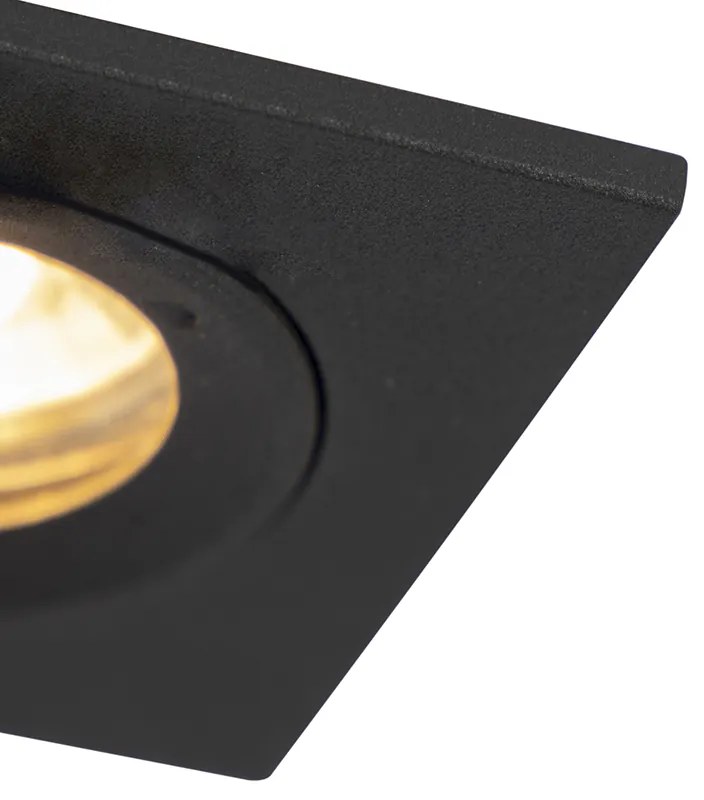 Faretto da incasso Smart nero quadrato IP44 incl. Wifi GU10 - Xena