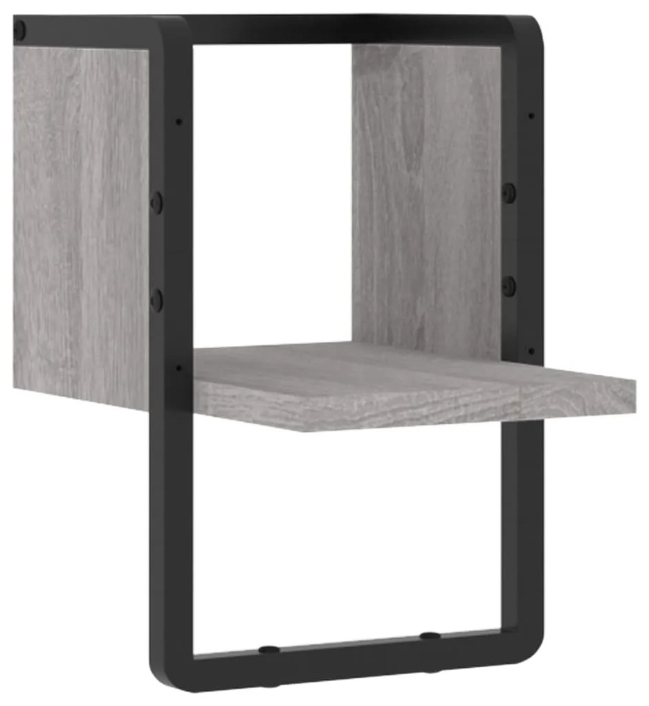 Mensola a parete con asta grigio sonoma 20x25x30 cm