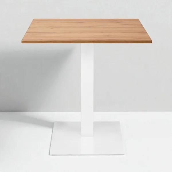 Tavolo bar ristorante 70x70 cm base bianca piano laminato Rovere H 75