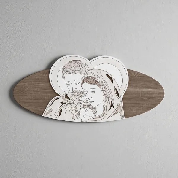 Capezzale ovale Sacra Famiglia 59x119 cm in legno laminato Modello 3
