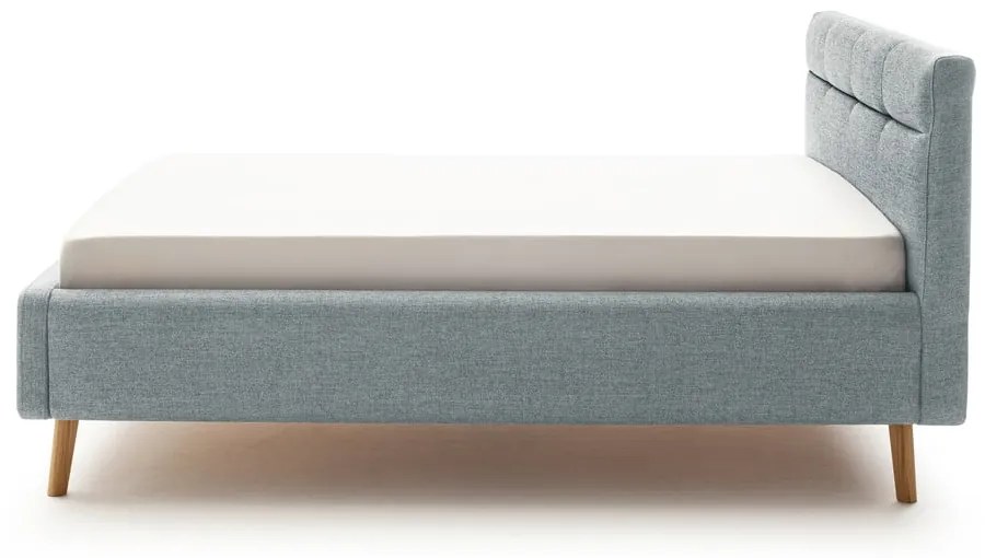 Letto matrimoniale imbottito blu polveroso con contenitore con rete inclusa 140x200 cm Lotte – Meise Möbel