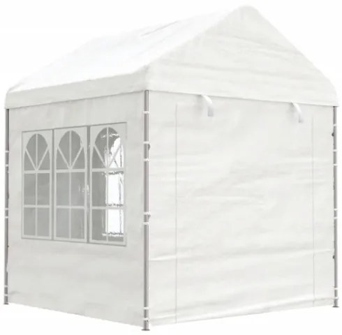 Gazebo con Tetto Bianco 11,15x2,28x2,69 m in Polietilene