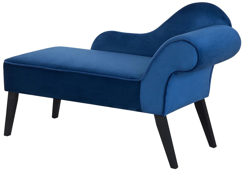 Chaise longue in tessuto velluto blu cobalto lato destro BIARRITZ Beliani