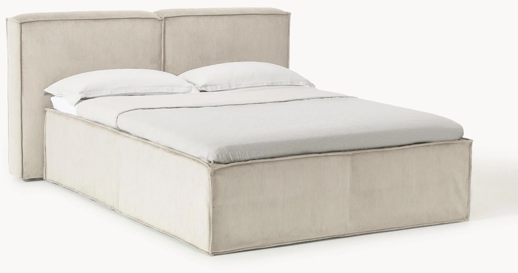 Letto boxspring in velluto a coste Lennon