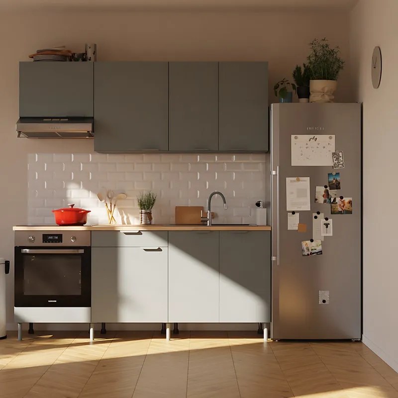 Cucina in kit DELINIA Eleki grigio 3 basi e 3 pensili L 200 cm