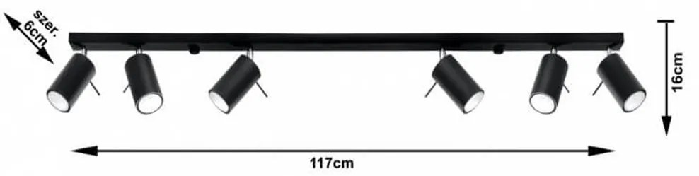 Plafoniera da soffitto in Acciaio 6xGU10 RING 6L Nera da interno