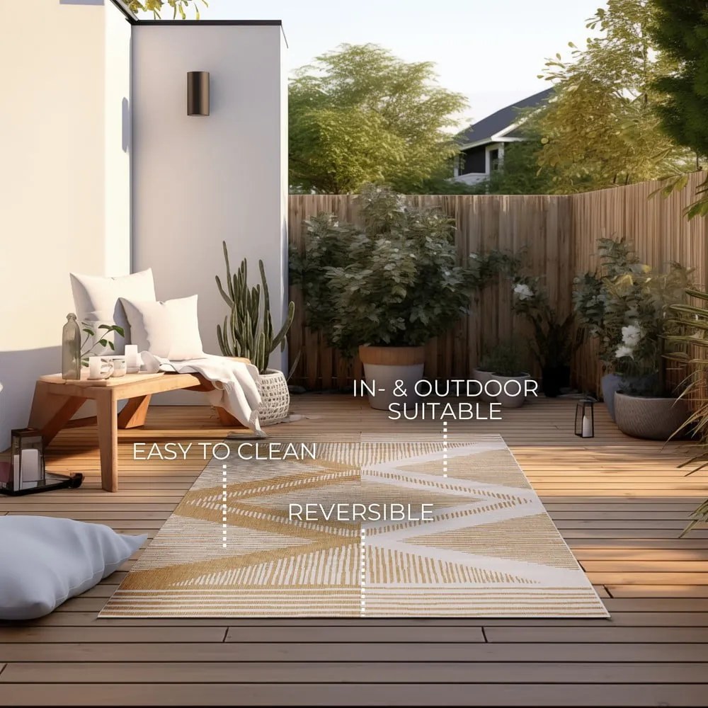 Tappeto per esterni giallo ocra e crema 120x170 cm Gemini - Elle Decoration