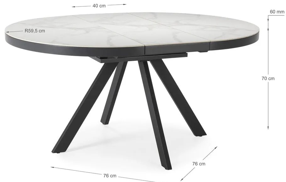 Tavolo da pranzo rotondo allungabile con piano aggiuntivo in ceramica ø 120 cm Bela - Marckeric