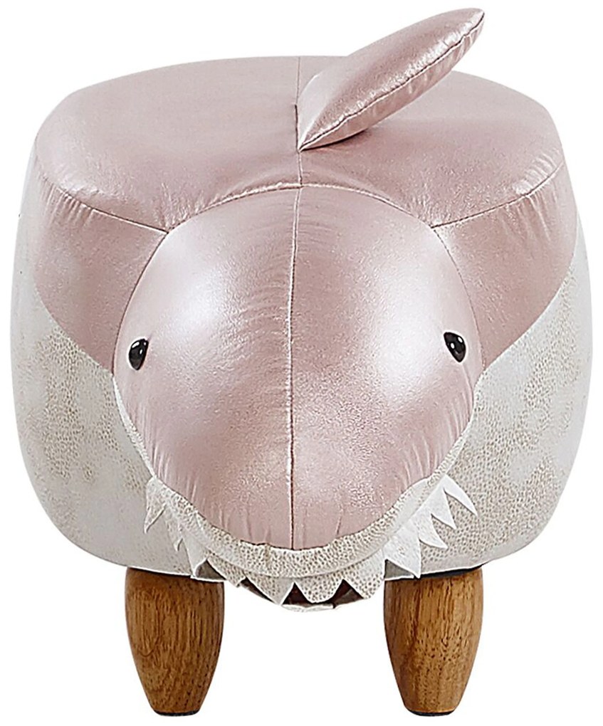 Pouf animaletto in tessuto rosa e bianco SHARK Beliani