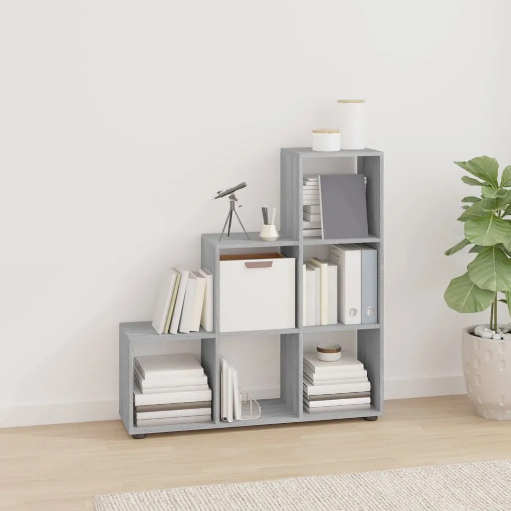 Libreria a scala grigio sonoma 107 cm in legno multistrato