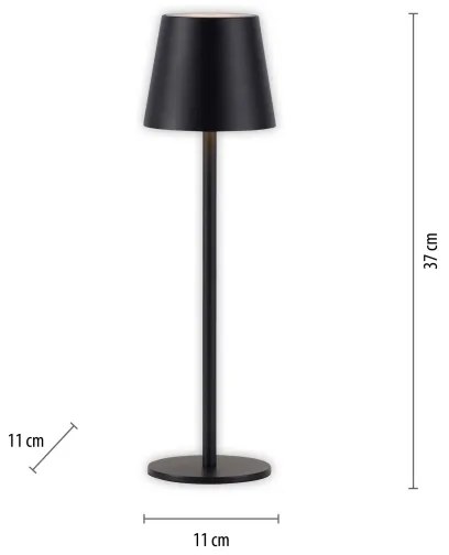 Leuchten Direkt19250-18-LED Lampada ricaricabile da esterno EURIA LED/3W/5V IP54 nero