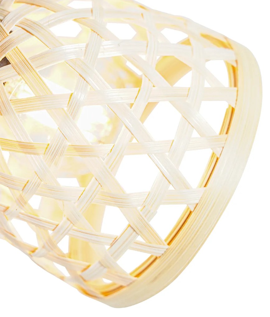 Faretto orientale nero con bambù e interruttore - Rayan