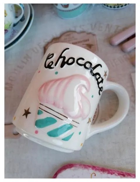 Tazza Mug Cupcake - Ceramica - Decoro in rilievo e dettagli oro Bianco