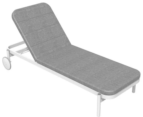 Lettino con cuscino e con ruote Arena NATERIAL in alluminio bianco e cuscino grigio L 82 x H 90 x P 198 cm