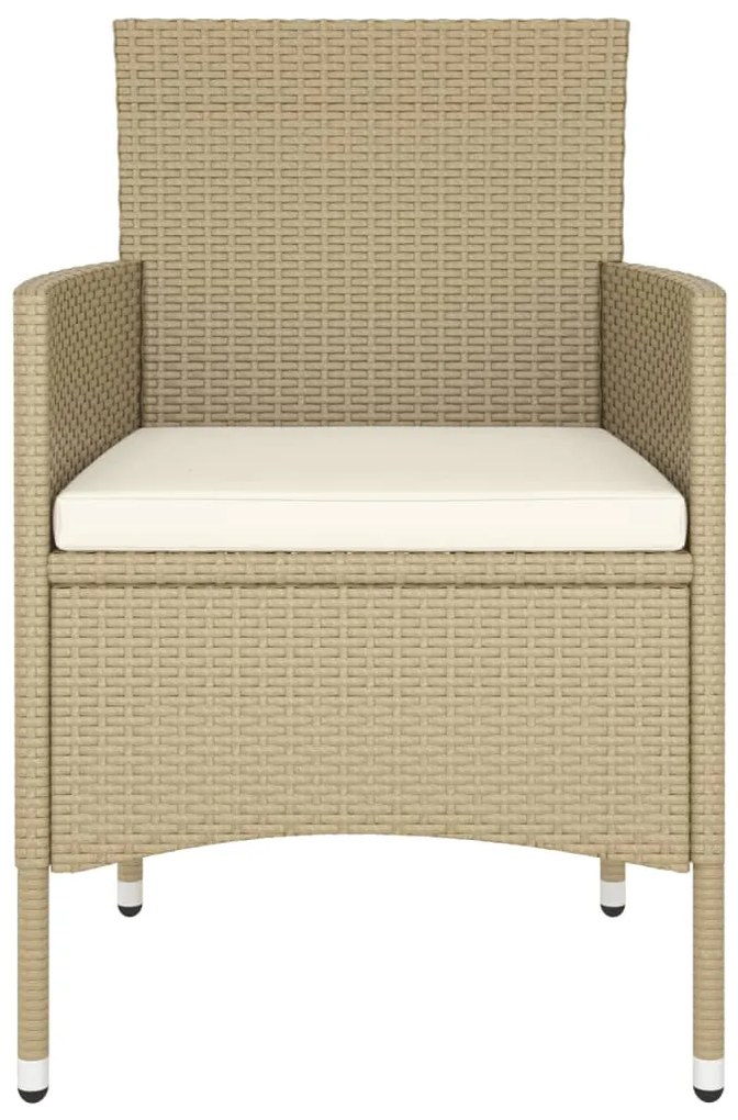 Set Bistrot da Giardino 5 pz Polyrattan e Vetro Temperato Beige