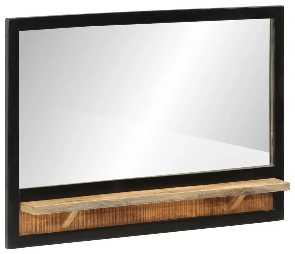 Specchio Con Ripiano 80x8x55 Cm Vetro E Legno Massello Di Mango /