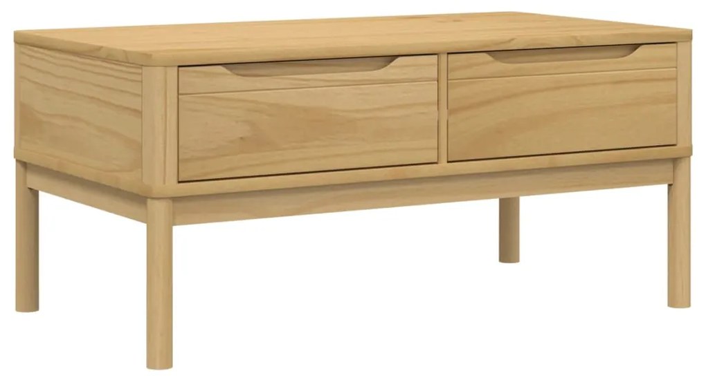 Tavolino floro marrone cera 99x55,5x45 cm in legno di pino