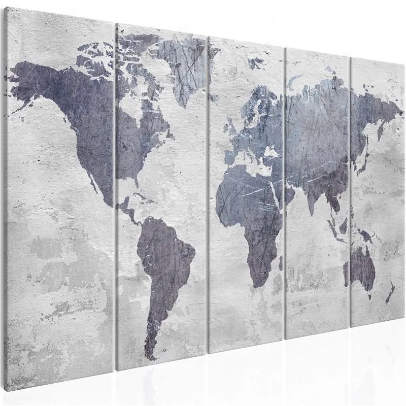 Quadro Concrete World Map (5 Parts) Narrow